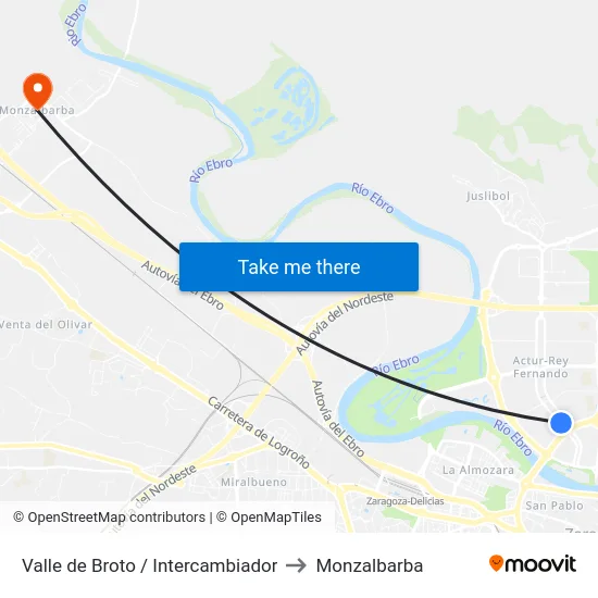 Valle de Broto / Intercambiador to Monzalbarba map