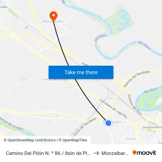 Camino Del Pilón N. º 86 / Ibón de Plan to Monzalbarba map