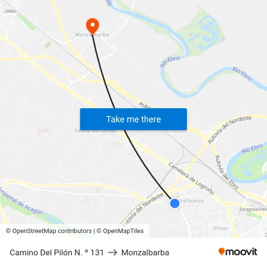 Camino Del Pilón N. º 131 to Monzalbarba map