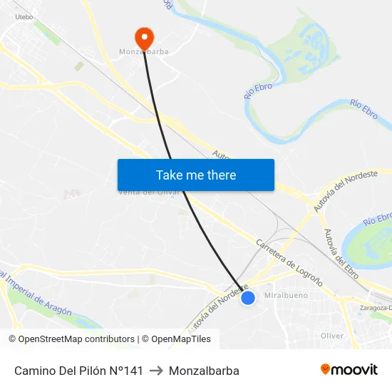 Camino Del Pilón Nº141 to Monzalbarba map