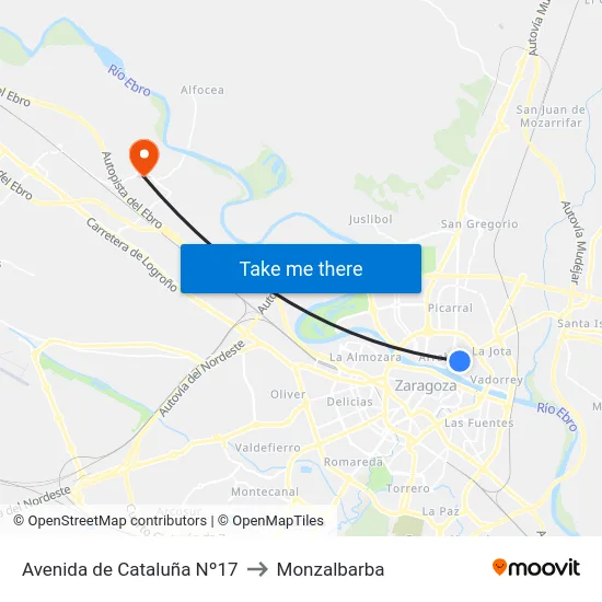 Avenida de Cataluña Nº17 to Monzalbarba map