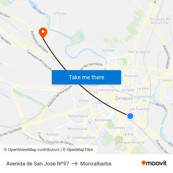 Avenida de San Jose Nº97 to Monzalbarba map