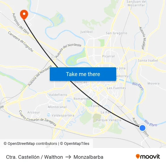 Ctra. Castellón / Walthon to Monzalbarba map