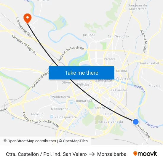 Ctra. Castellón / Pol. Ind. San Valero to Monzalbarba map
