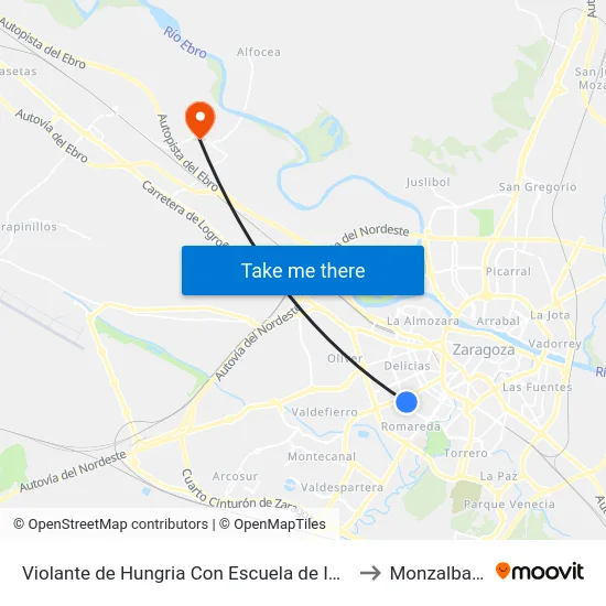 Violante de Hungria Con Escuela de Idiomas to Monzalbarba map