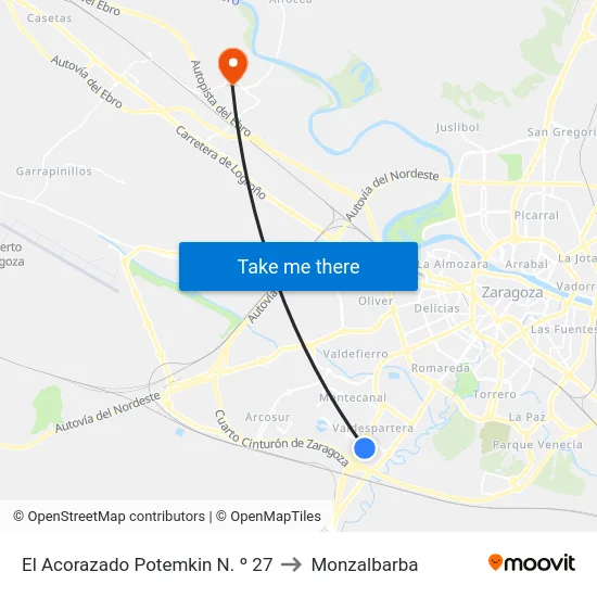 El Acorazado Potemkin N. º 27 to Monzalbarba map