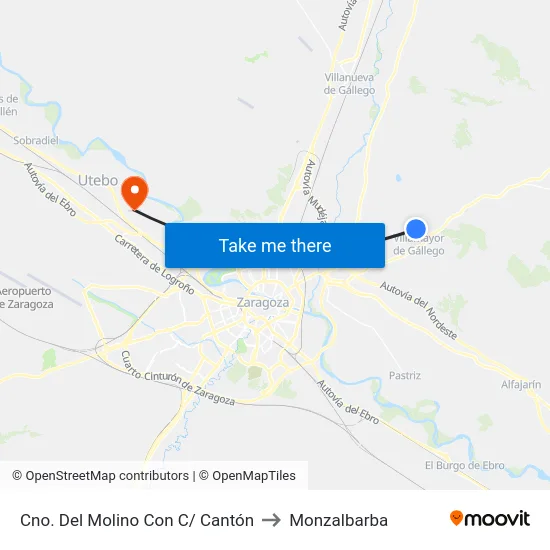 Cno. Del Molino Con C/ Cantón to Monzalbarba map