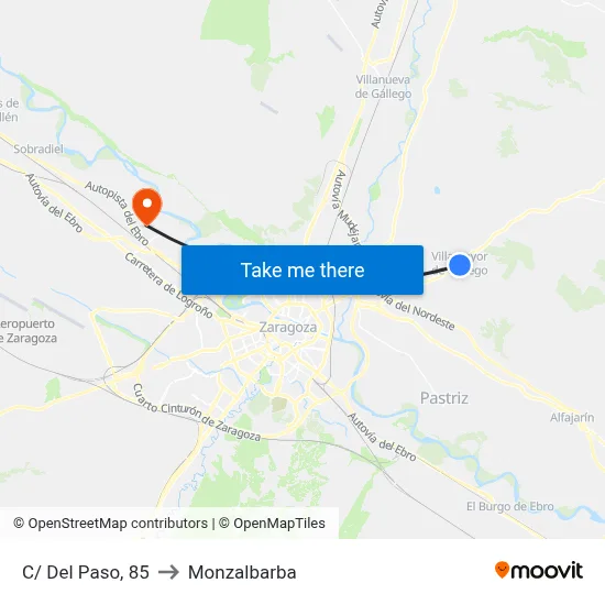 C/ Del Paso, 85 to Monzalbarba map