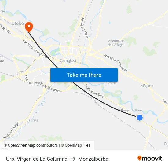 Urb. Virgen de La Columna to Monzalbarba map