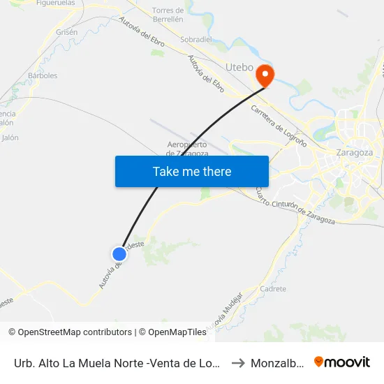 Urbanización Alto La Muela Norte to Monzalbarba map