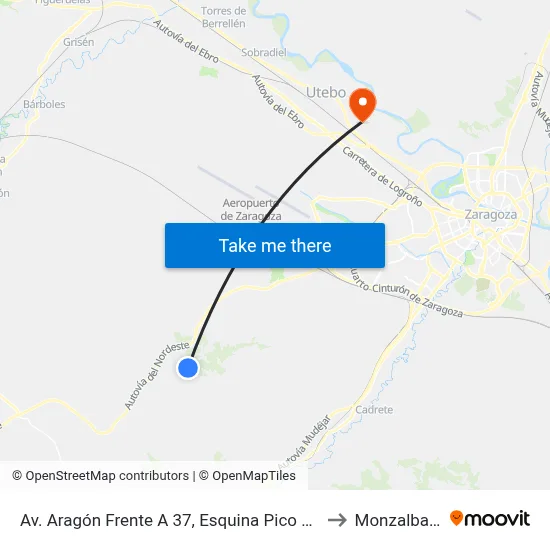 Av. Aragón Frente A 37, Esquina Pico Brazato to Monzalbarba map