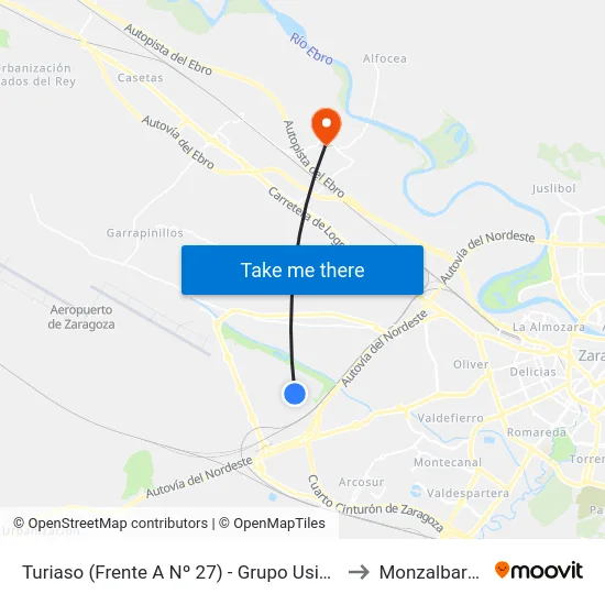 Turiaso (Frente A Nº 27) - Grupo Usieto to Monzalbarba map