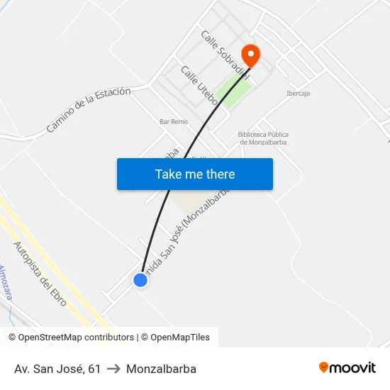 Av. San José, 61 to Monzalbarba map