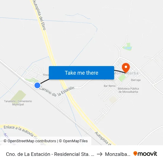 Cno. de La Estación - Residencial Sta. Teresa to Monzalbarba map