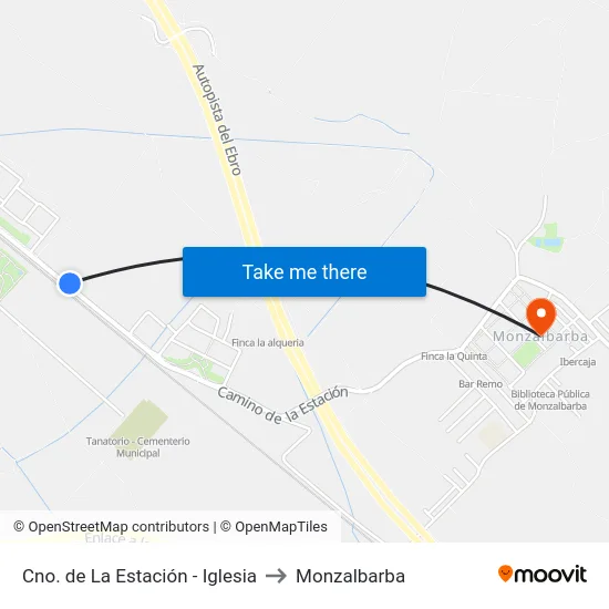 Cno. de La Estación - Iglesia to Monzalbarba map