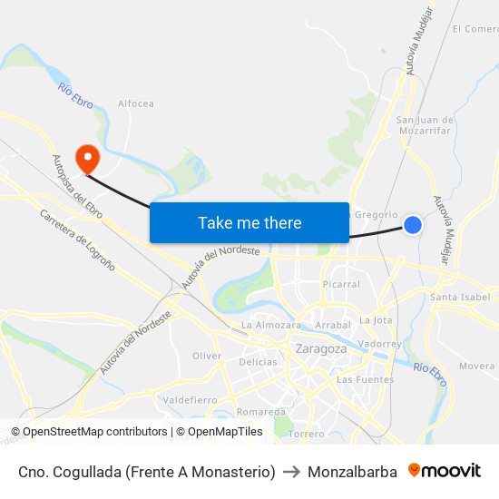 Cno. Cogullada (Frente A Monasterio) to Monzalbarba map