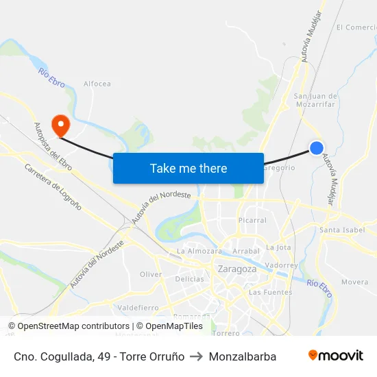 Cno. Cogullada, 49 - Torre Orruño to Monzalbarba map