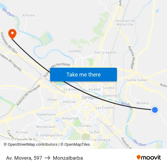 Av. Movera, 597 to Monzalbarba map