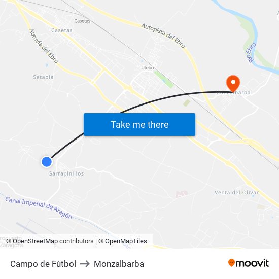 Campo de Fútbol to Monzalbarba map