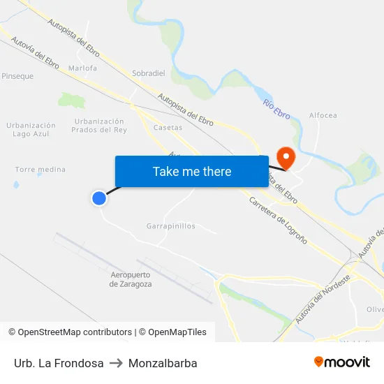 Urb. La Frondosa to Monzalbarba map