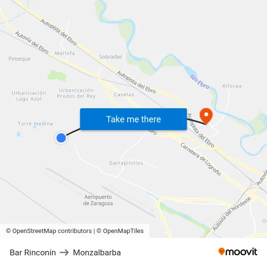 Bar Rinconín to Monzalbarba map