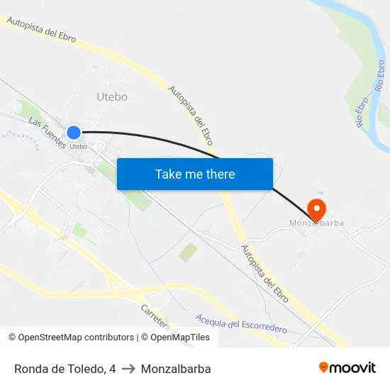 Ronda de Toledo, 4 to Monzalbarba map