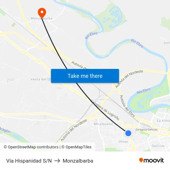 Vía Hispanidad S/N to Monzalbarba map