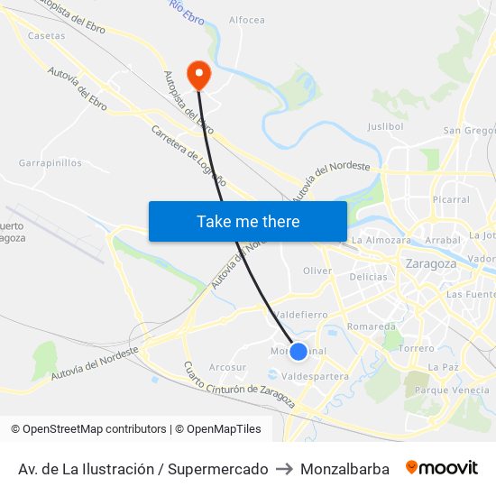 Av. de La Ilustración / Supermercado to Monzalbarba map