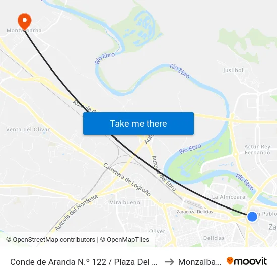 Conde de Aranda N.º 122 / Plaza Del Portillo to Monzalbarba map