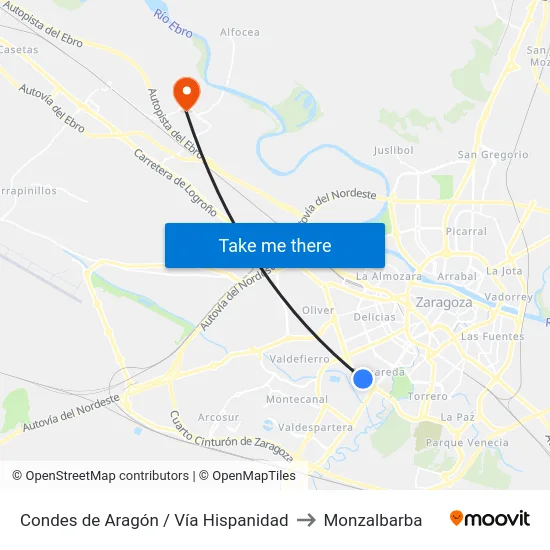 Condes de Aragón / Vía Hispanidad to Monzalbarba map