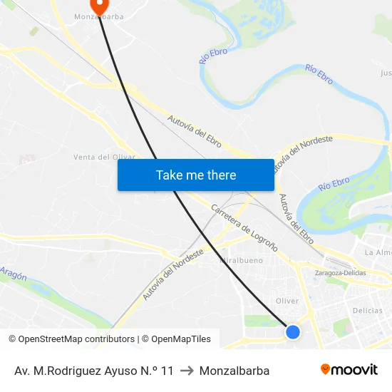 Av. M.Rodriguez Ayuso N.º 11 to Monzalbarba map