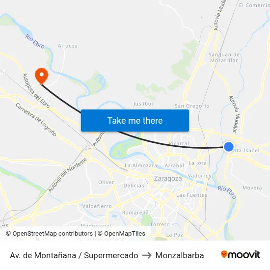 Av. de Montañana / Supermercado to Monzalbarba map