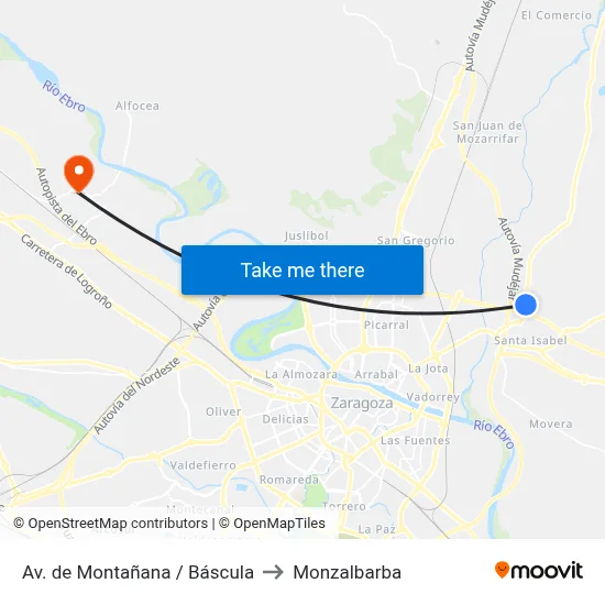 Av. de Montañana / Báscula to Monzalbarba map