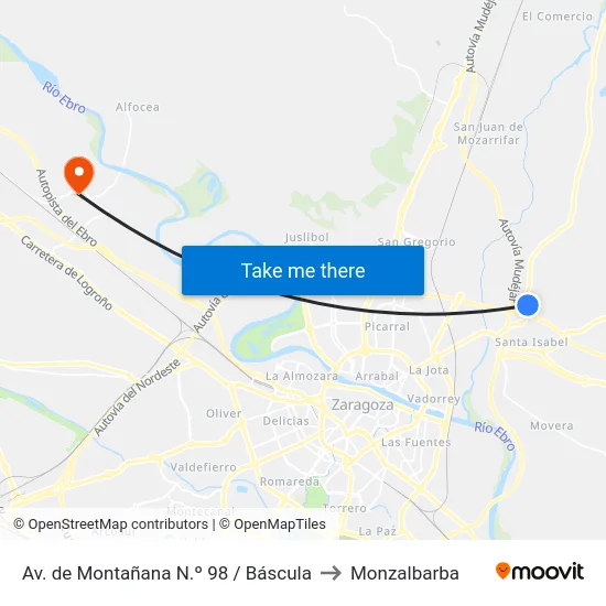 Av. de Montañana N.º 98 / Báscula to Monzalbarba map