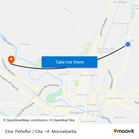 Ctra. Peñaflor / Cita to Monzalbarba map