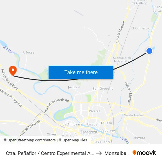 Ctra. Peñaflor / Centro Experimental Aula Dei to Monzalbarba map