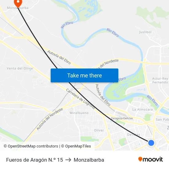 Fueros de Aragón N.º 15 to Monzalbarba map
