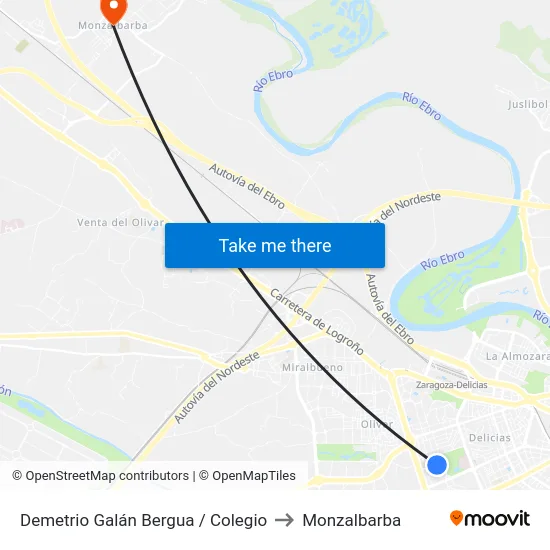 Demetrio Galán Bergua / Colegio to Monzalbarba map