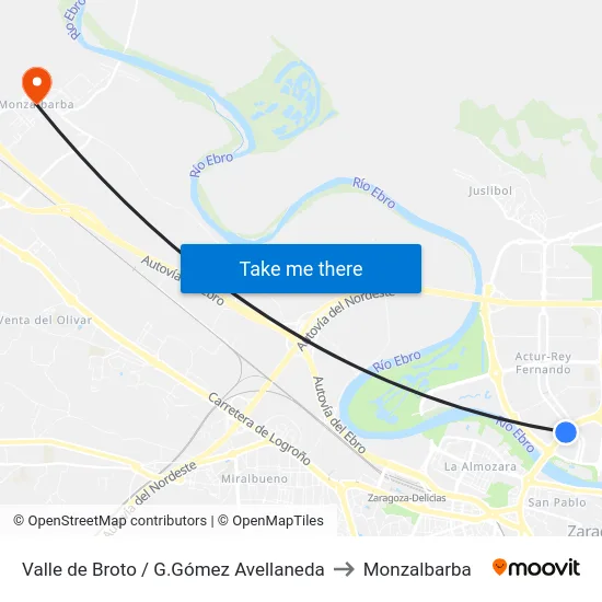 Valle de Broto / G.Gómez Avellaneda to Monzalbarba map