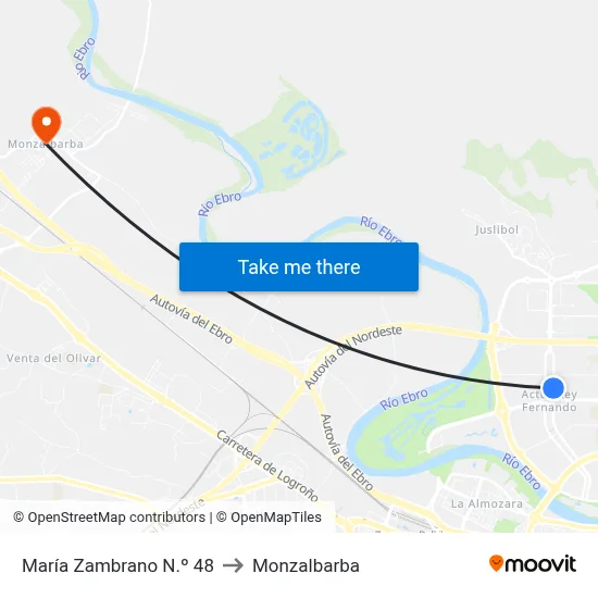 María Zambrano N.º 48 to Monzalbarba map
