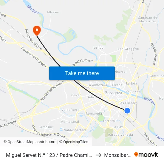 Miguel Servet N.º 123 / Padre Chaminade to Monzalbarba map