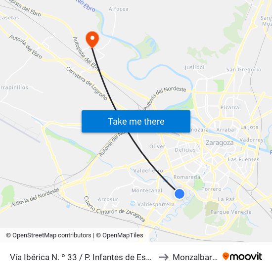 Vía Ibérica N. º 33 / P. Infantes de España to Monzalbarba map