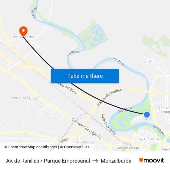 Av. de Ranillas / Parque Empresarial to Monzalbarba map