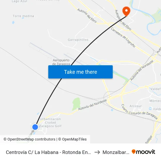 Centrovía C/ La Habana - Rotonda Entrada to Monzalbarba map