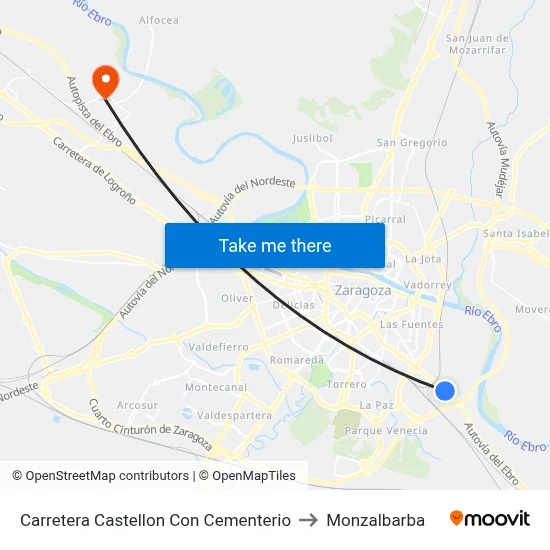 Carretera Castellon Con Cementerio to Monzalbarba map