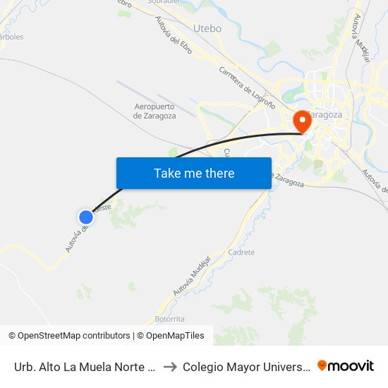 Urb. Alto La Muela Norte -Venta de Los Caballos to Colegio Mayor Universitario Pedro Cerbuna map