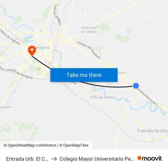Entrada Urb. El Condado to Colegio Mayor Universitario Pedro Cerbuna map