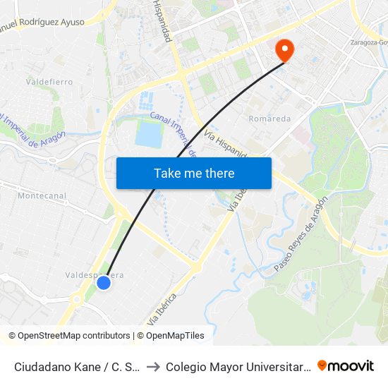 Ciudadano Kane / C. S. Valdespartera to Colegio Mayor Universitario Pedro Cerbuna map