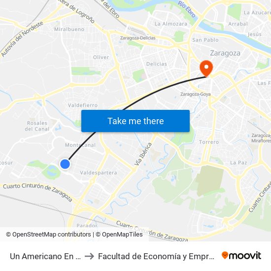 Un Americano En París N. º 67 to Facultad de Economía y Empresa, Campus Paraíso map