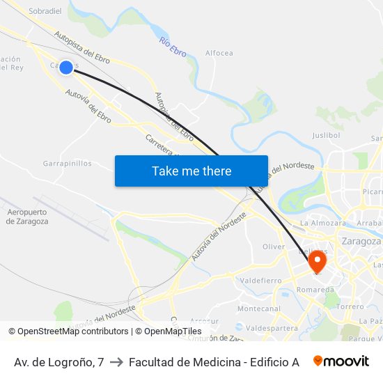 Av. de Logroño, 7 to Facultad de Medicina - Edificio A map